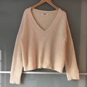 Cozy Chenille Cream V-Neck Sweater